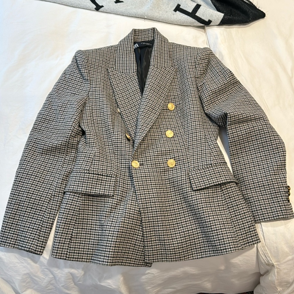Houndstooth Blazer - Navy and Green